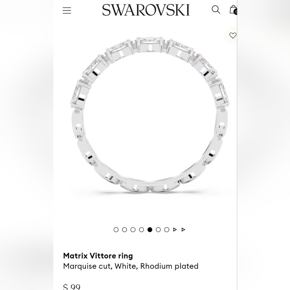 NEW AUTHENTIC GENUINE SWAROVSKI MATRIX VITTÒRI BAND WEDDING RING SIZE 6.75